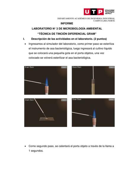 Laboratorio Microbiología- Técnica de tinción diferencial Gram