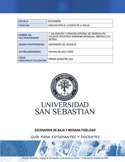 Valoración y atención integral de urgencia en paciente pediátrico síndrome bronquial obstructivo 