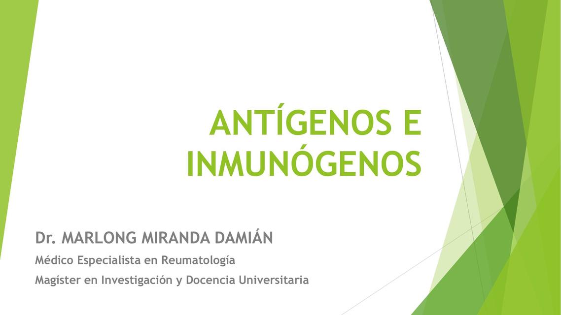 Antígenos e inmunógenos  