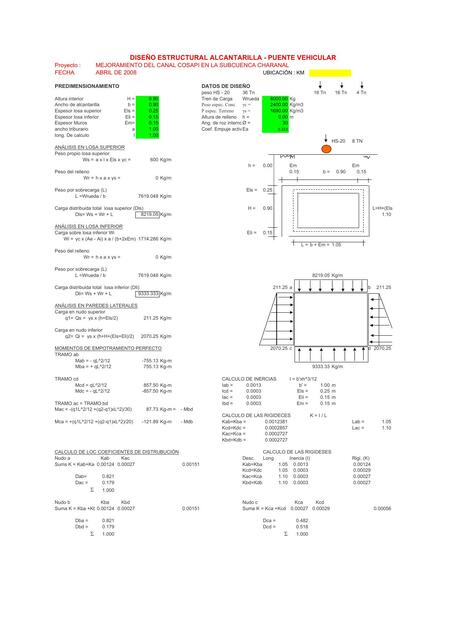 Diseño estructural alcantarilla puente vehicular 