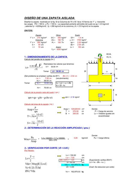 Diseño de una Zapata Aislada 