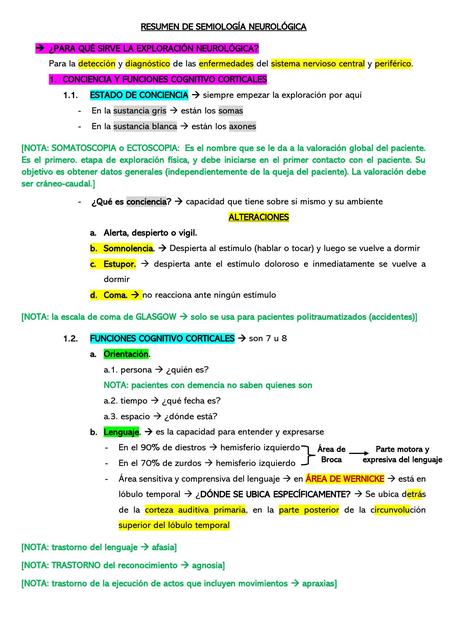 Resumen de semiología neurológica  