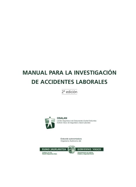 Manual para la investigación de accidentes laborales