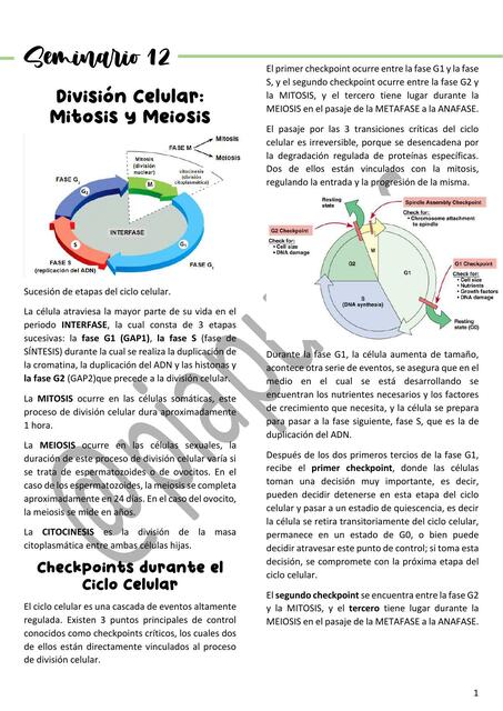 Biología Celular SEM 12 CAT 3 UBA