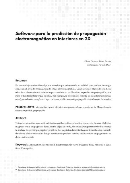 Software para la predicción de propagación electromagnética en interiores en 2D