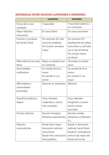 Diferencias entre los dientes