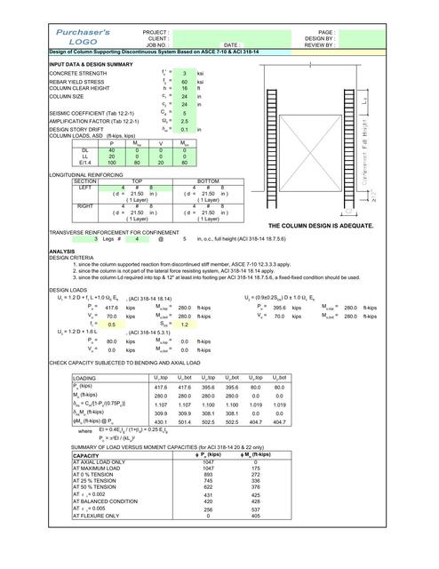 Column Supporting Discontinuous