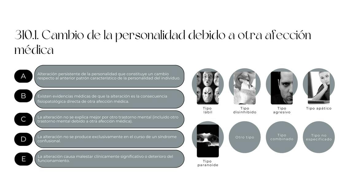 Cambio de la personalidad debido a otra afección médica | Claudia