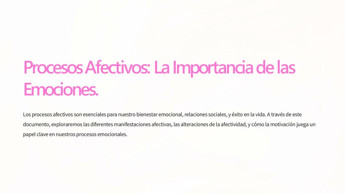 Procesos Afectivos: La Importancia de las Emociones 