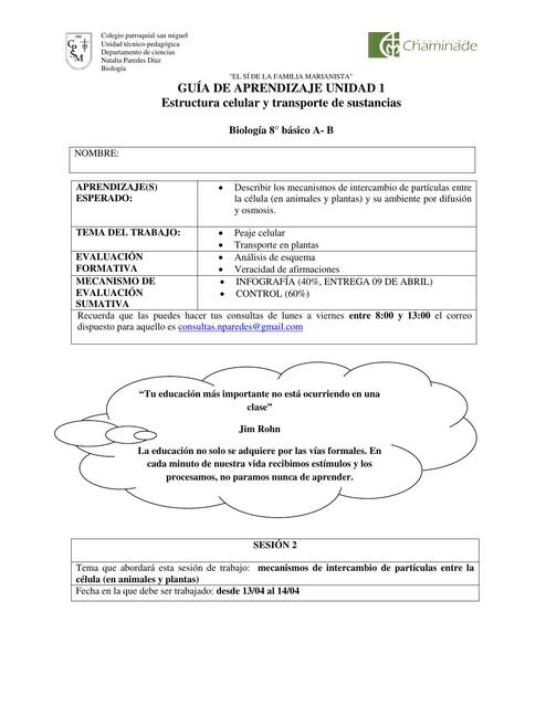 Guía de aprendizaje la célula