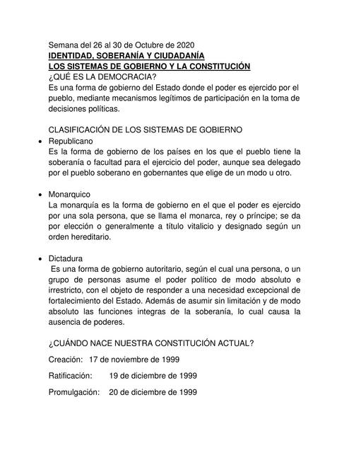 Identidad, soberanía y ciudadanía los sistemas de gobierno y la constitución  