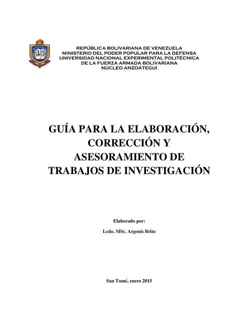 Guía para la Elaboración, Corrección y Asesoramiento de Trabajos de Investigación