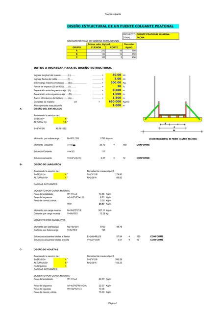 Diseño Estructural de un Puente Colgante Peatonal 
