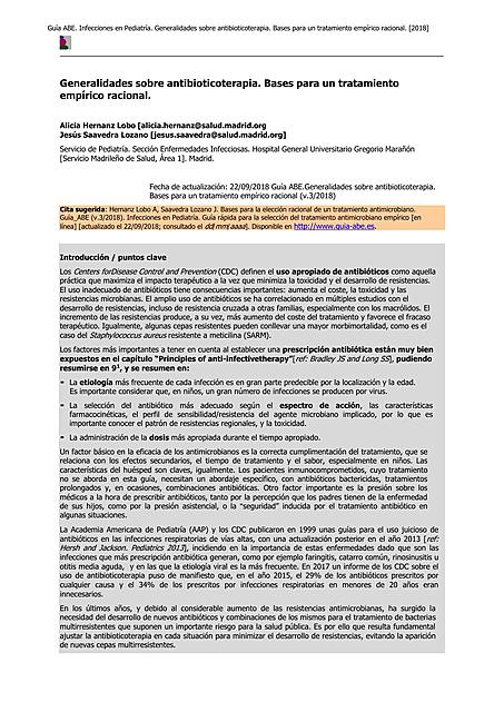 Generalidades de Antibioticoterapia y Bases para un Tratamiento Empírico.