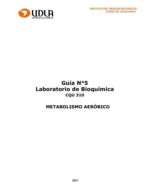 Guía 5 Metabolismo aeróbico 