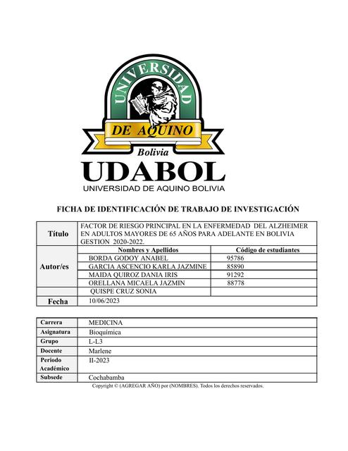 Ficha de identificación de trabajo de investigación   