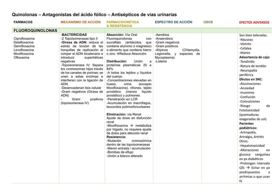 Quinolonas (Resumen)