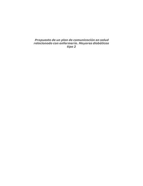 Propuesta De Un Plan De Comunicación En Salud Relacionado Con