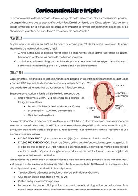 Corioamnionitis o Triple I 