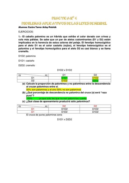 Problemas aplicativos de las leyes de mendel