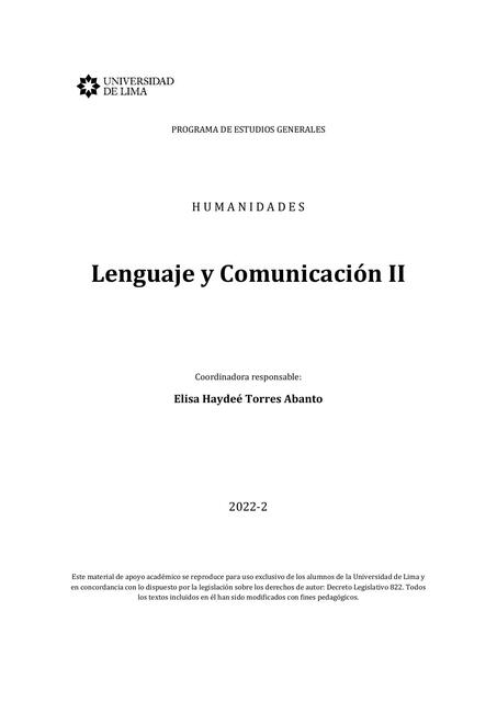 Lenguaje y Comunicación II  