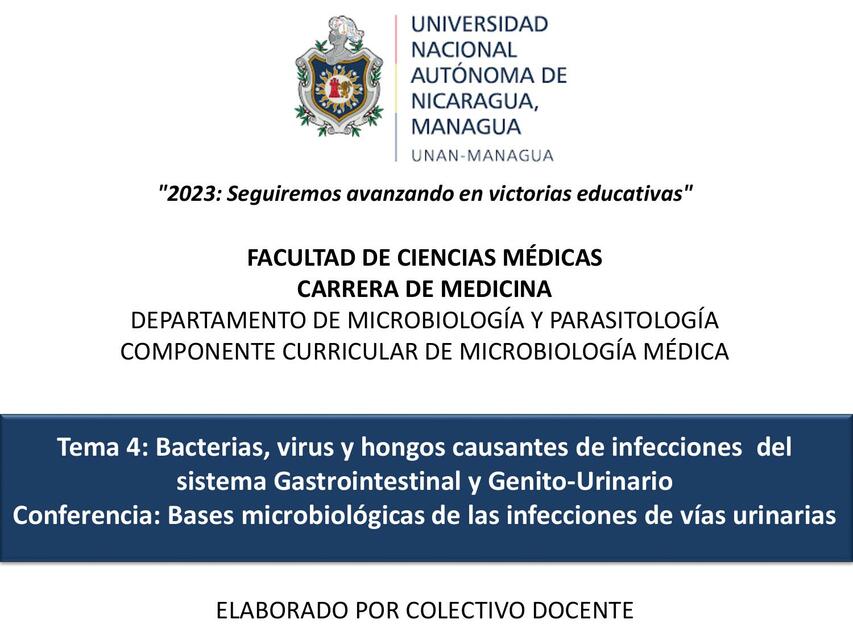 Bacterias, Virus y Hongos Causantes de Infecciones del Sistema Gastrointestinal y Genito-Urinario