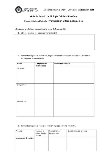 Biología Molecular- Transcripción y Regulación Génica