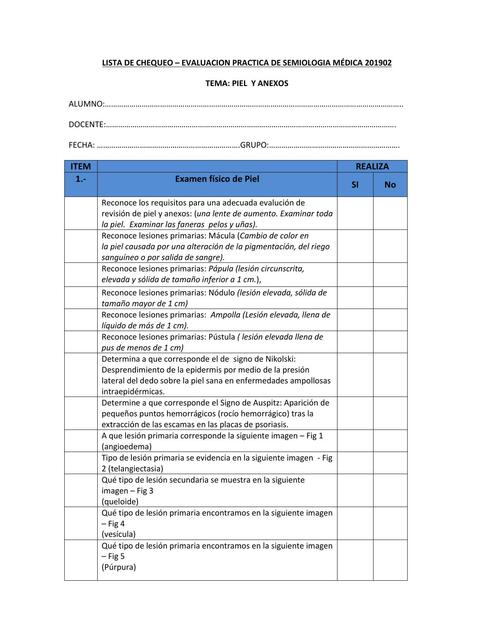 Lista de Chequeo- Evaluación Práctica de Semiología Médica 