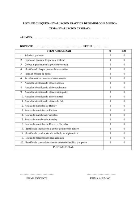 Evaluación Cardiaca 