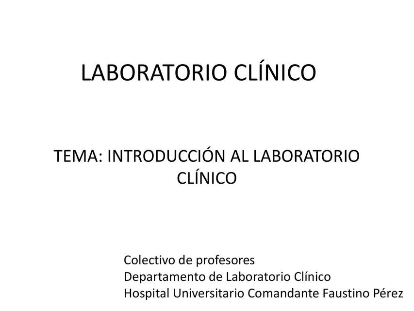 Introducción al Laboratorio Clínico 