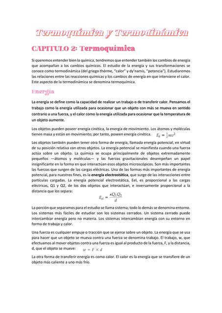 Termoquímica y Termodinámica 