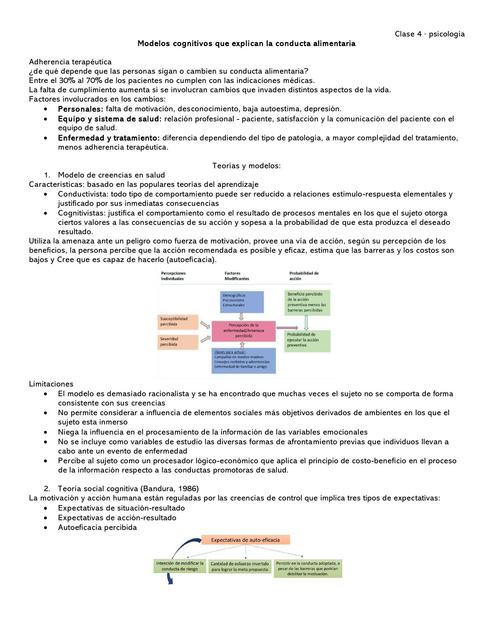 Modelos cognitivos que explican la conducta alimentaria 