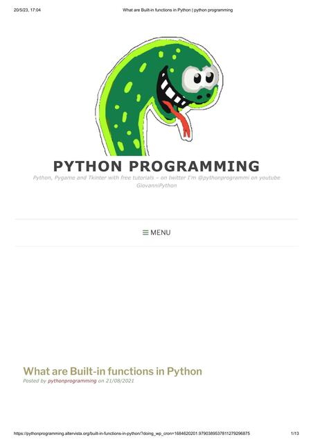 Python Built-In Functions | Julio Cesar | uDocz