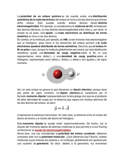 Polaridad de enlaces y moléculas