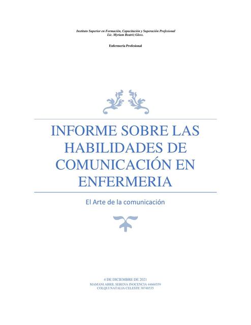 Informe sobre las habilidades de comunicación en enfermería 