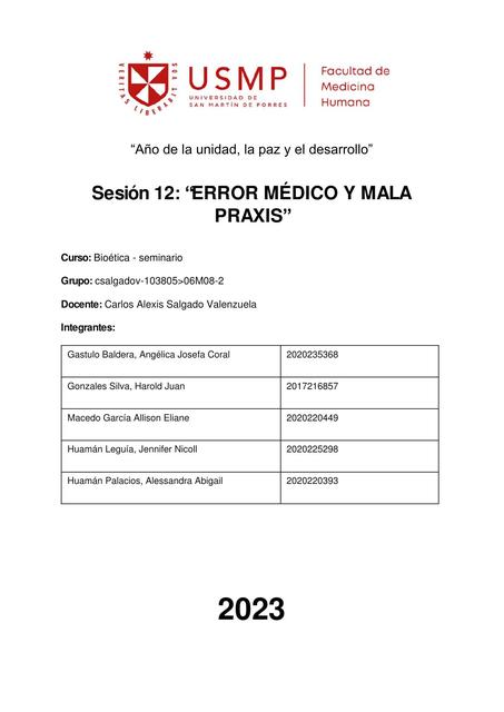 Error médico y mala praxis  