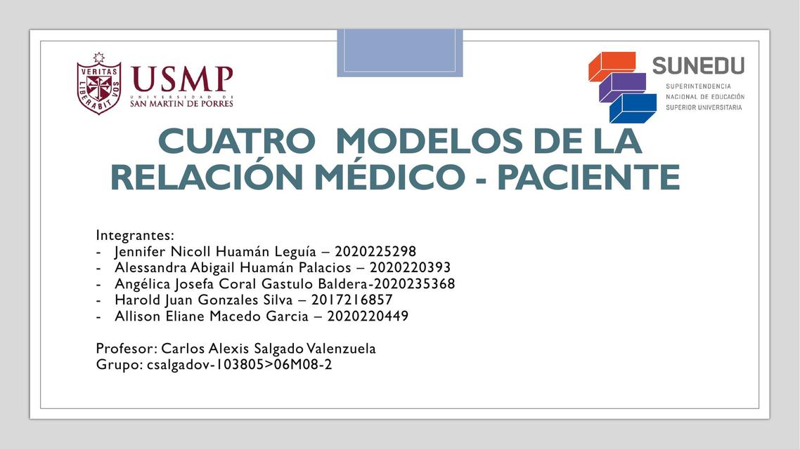 Cuatro modelos de la relación médico- paciente  