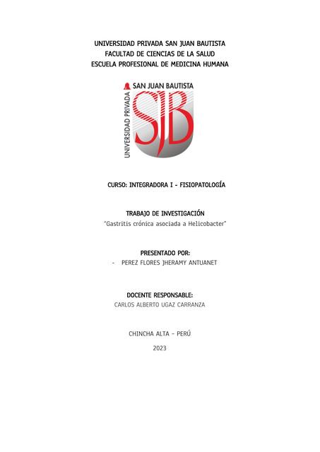 Gastritis crónica asociada a Helicobacter 