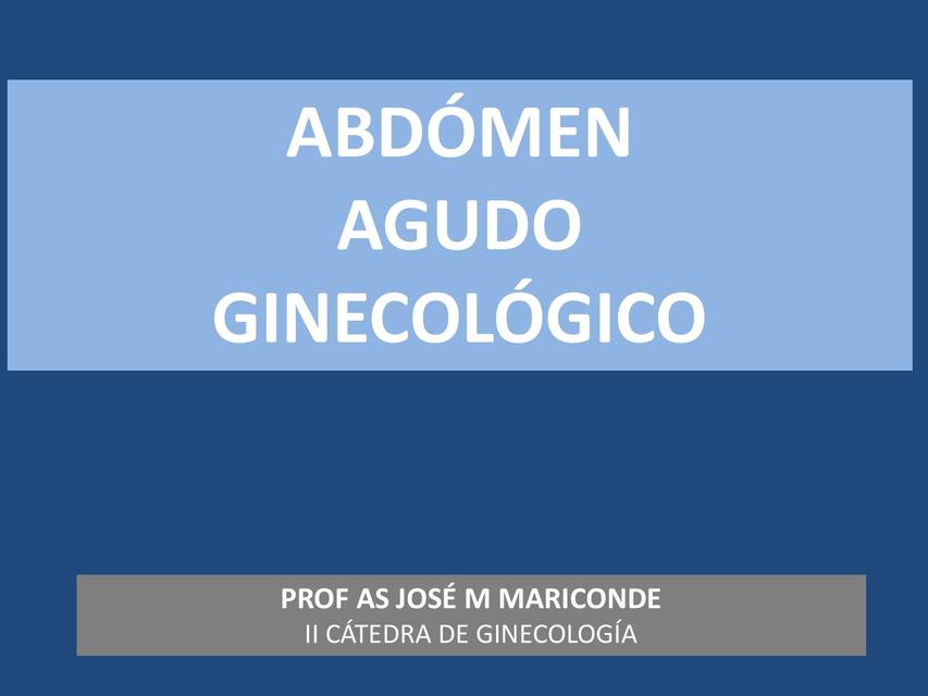 Abdomen agudo ginecológico  