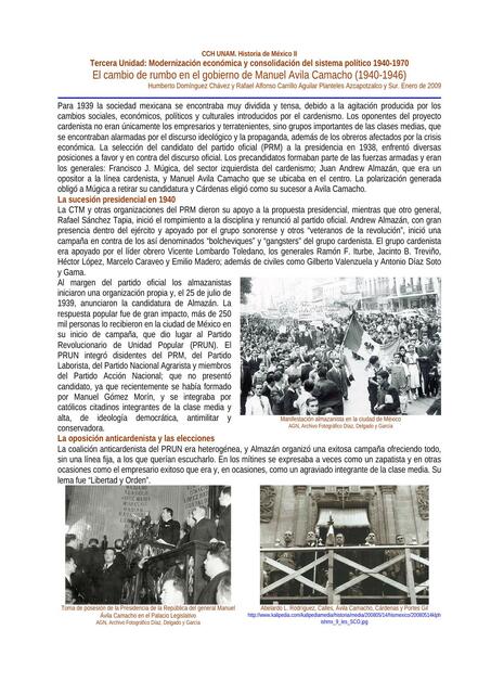 Modernización Económica y Consolidación del Sistema Político 1940-1970