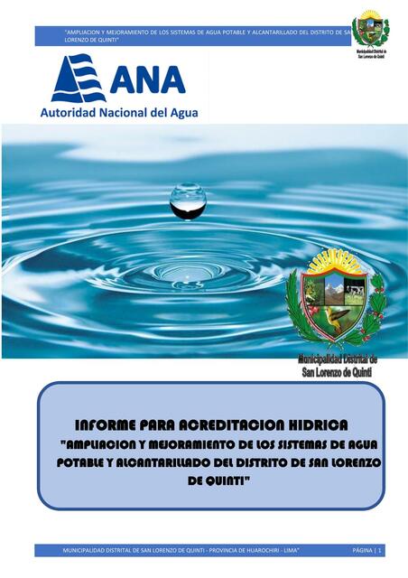 Informe para Acreditación Hídrica 