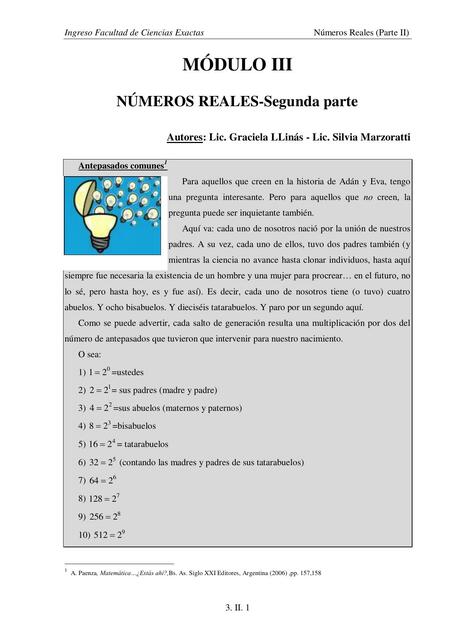 Módulo Números Reales Segunda parte 1 1