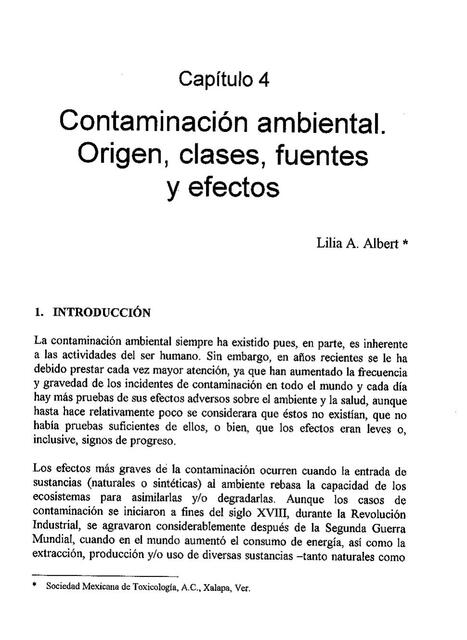 Contaminación ambiental origen, clases, fuentes y efectos 