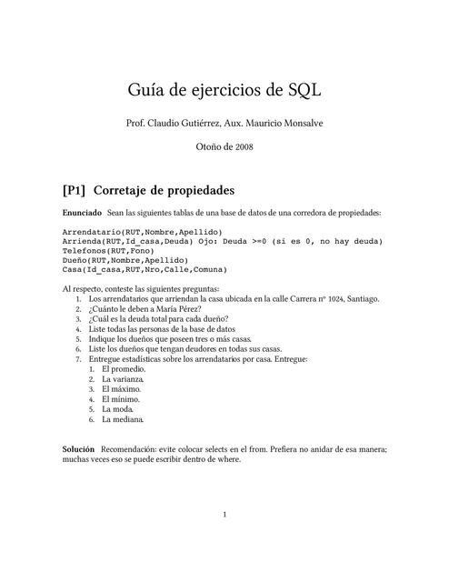 Guía de ejercicios de SQL