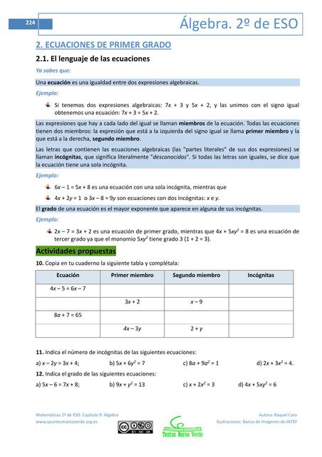  Ecuaciones de Primer Grado