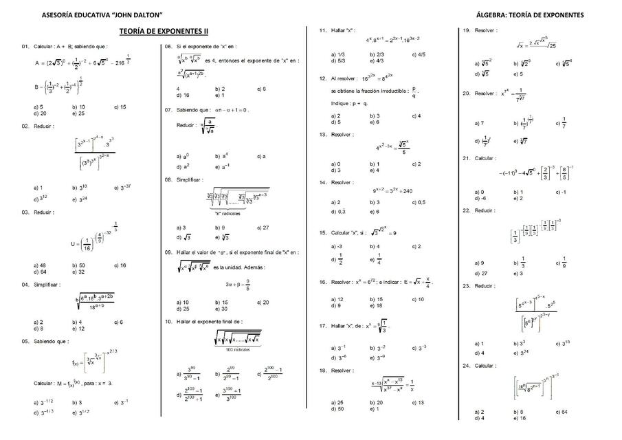 Teoría de exponentes 