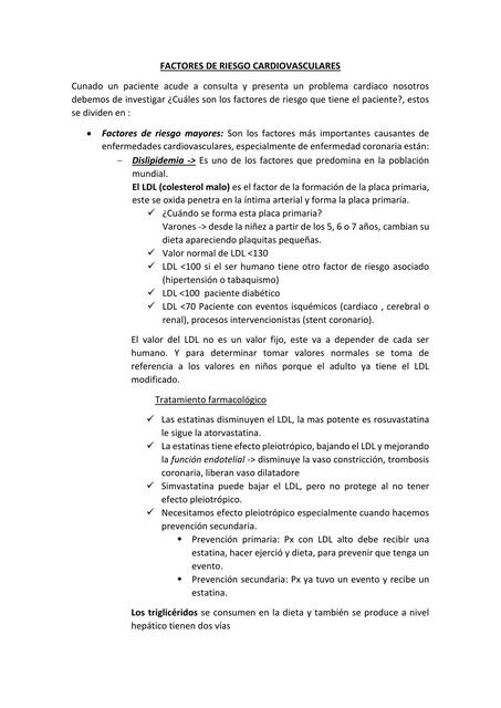 Factores de Riesgo Cardiovasculares