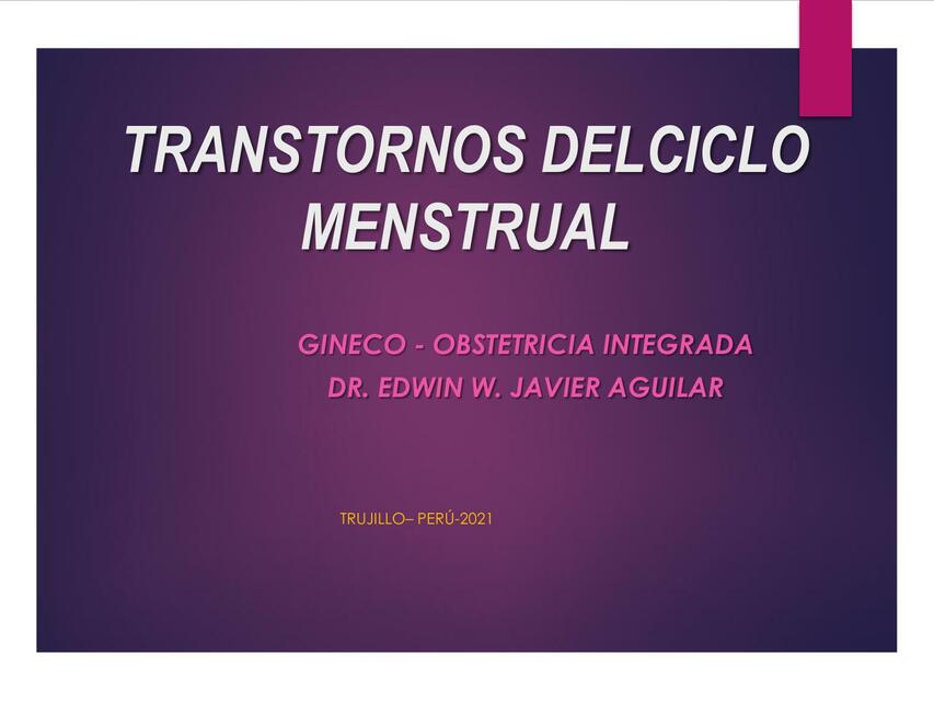 Trastornos del Ciclo Menstrual 