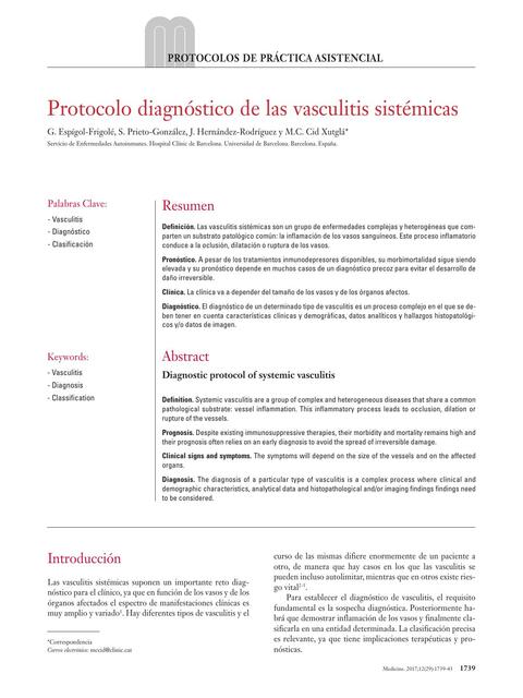 Protocolo Diagnóstico de las Vasculitis Sistémicas