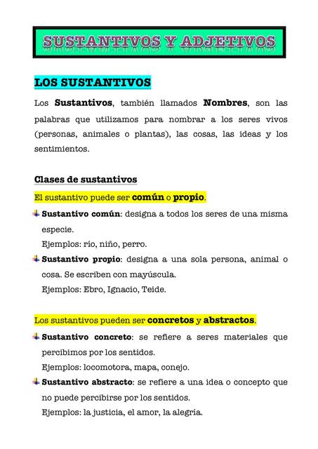 Sustantivos y adjetivos